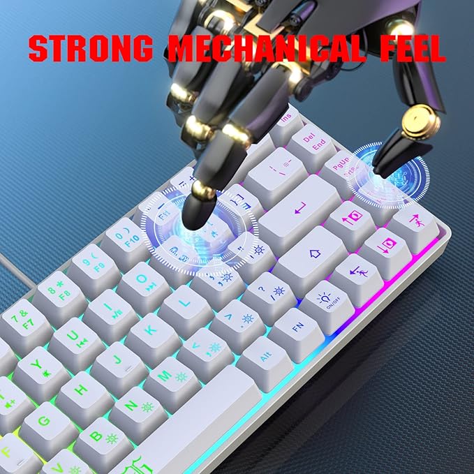 Snpurdiri 60% Percent Gaming Keyboard, Compact RGB Backlit Ergonomic Small Mini Keyboard for Windows, PC, Laptop, Gaming (68 Keys, White)