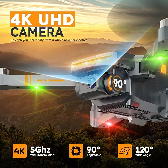 GPS Drones with 4K Camera for Adults with Brushless Motor and Follow Me Mode,Long Flight Time and Distance,5G FPV Transmission and Auto Return,G9 Foldable RC Quadcopter for Beginner,Under249g (Dark gray)