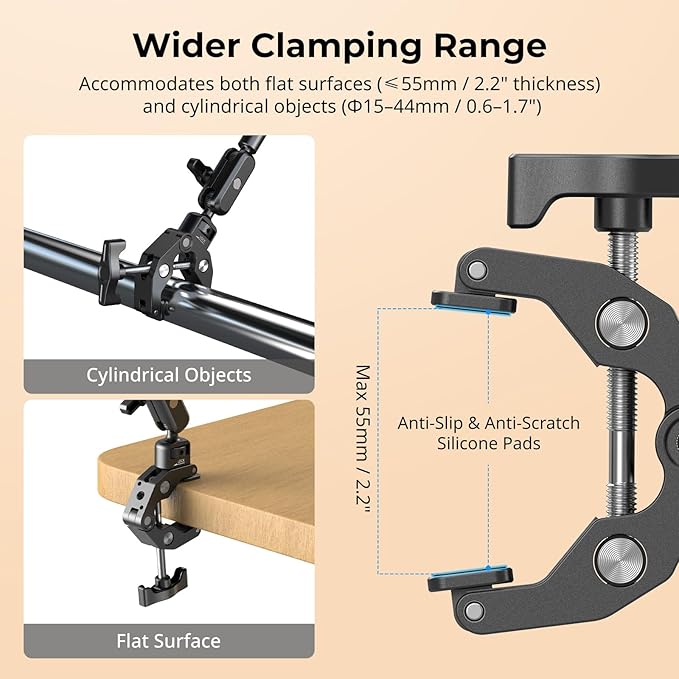SMALLRIG Desktop Clamp Magic Arm Kit for MagSafe for iPhone, 55cm / 21.6" Two-Stage Adjustable Flexible Arm with Secure Grip for Smartphone, Webcam, Action Cameras - 5626