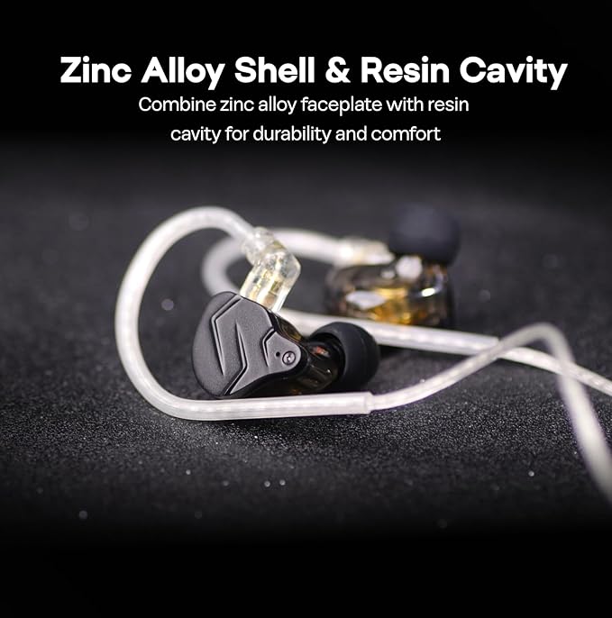 Linsoul KZ ZSN PRO X Dual Driver 1BA+1DD Hybrid Metal Earphones HiFi in-Ear Monitor with Detachable Recessed 2Pin Cable,Zinc Alloy Panel (Without Mic, Grey)