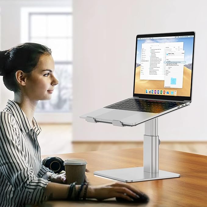 BESIGN LSX6N Laptop Stand, Ergonomic Adjustable Notebook Riser, Computer Holder, Laptop Mount Compatible with 10-15.6" Laptops, Silver