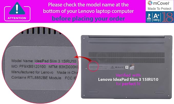mCover Case ONLY Compatible for 2025-2026 15" Lenovo IdeaPad Slim 3 15AHP10 / 15ARP10 / 15IRH10 / 15IRU10 Series Windows Computers (NOT Fitting Any Other Lenovo Models) (Clear)