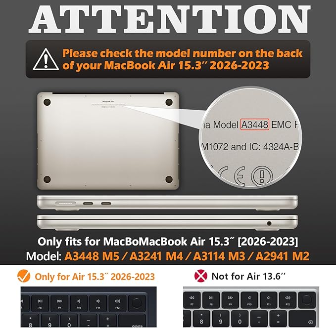 SEYMAC stock Case for MacBook Air 15 inch, Shock-Absorbing Protection with Folding Stand &Mouse Pad Case for MacBook Air 15 inch, Beige