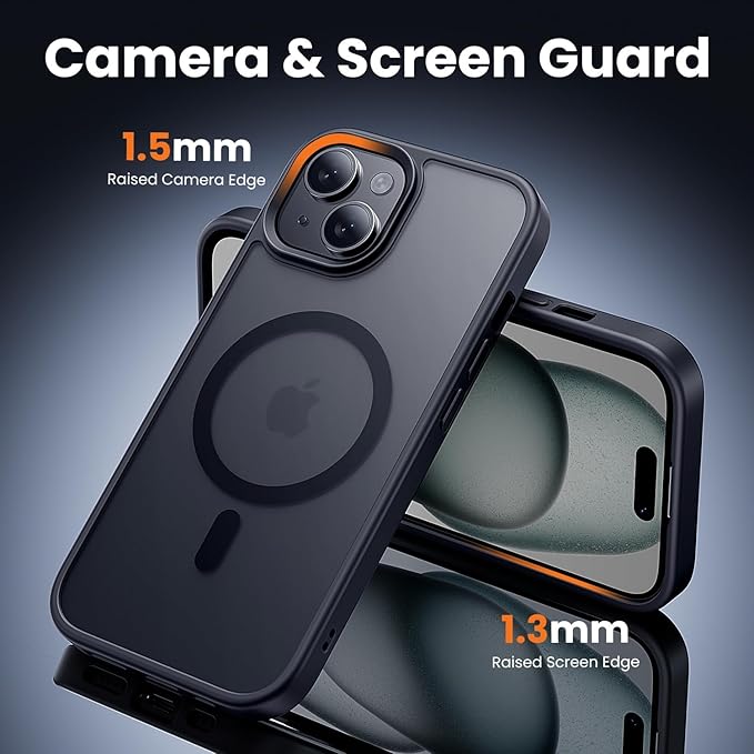 toushion 3 in 1 for iPhone 15 Plus Case with MagSafe, Screen Protector*1 Camera Lens Protector*1,Skin Feeling Back Cover Military-Grade Protection for iPhone 15 Plus Phone Case 6.7 inch Matte Black