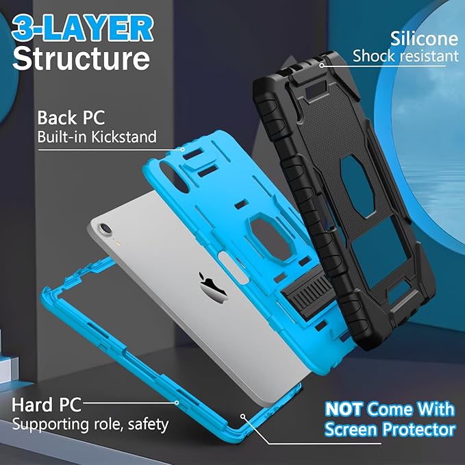 Grifobes Case for iPad mini 7 (A17 Pro) 2024 / Mini 6 2021 8.3 inch, Heavy Duty Shockproof Rugged Cover with Pencil Holder Stand, for I Pad Mini 7th/6th Gen 8.3" Case (Black+Blue)