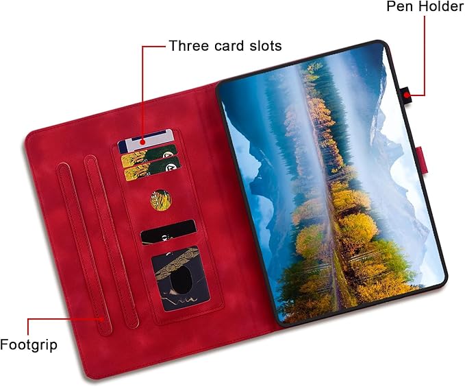 Case for iPad Pro 12.9 inch 6th/5th/4th/3rd Generation 2022/2021/2020/2018, Auto Wake/Sleep Supports Pencil Pro and Pencil(USB-C) Magnetic Clasp Stand, Red