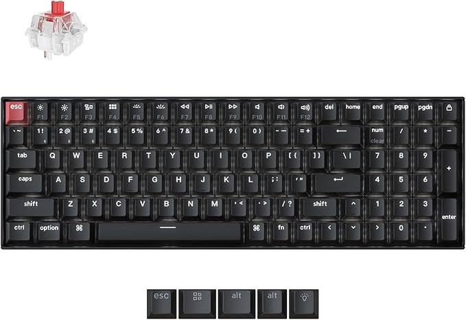 Keychron K4 96% Layout QMK Wireless and Wired Options Mechanical Keyboard, White Backlight Super Red Switch, Paired with Shine-Through Double-Shot PBT Keycaps for Mac Windows-Version 3