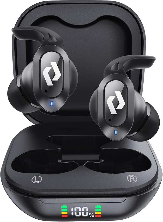 Bluetooth Earbuds Wireless Ear buds Wireless Charging Case Waterproof Headphones Built in Microphone Stereo Bass 64H Playback LED Power Display for iPhone Android Phones Computer Sports Gaming Workout