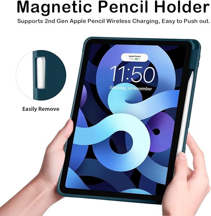 Cases for iPad Pro 12.9 Case 6th/5th/4th Generation (2022/2021/2020) with Pencil Holder [Apple Pencil Wireless Charging] Soft TPU Smart Tri-fold Stand Protective Cover(Teal)