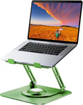JOYEKY Laptop Stand for Desk, Adjustable Computer Stand with 360° Rotating Base, Ergonomic Laptop Riser for Collaborative Work, Foldable & Portable Laptop Stand, fits for All 10-16" Laptops (Green)