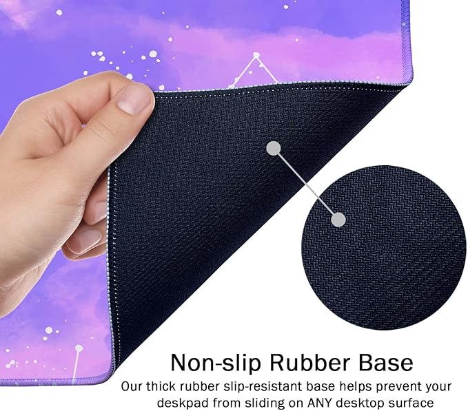 SSOIU Pink Pastel Desk Mat, Gorgeous Starry Sky Desk Pad, Cute Large Gaming Mousepad, Gamer Girl Desk Pad 35.5" X 15.7", Non-Slip Laptop Computer Keyboard Mousepad for Office and Home