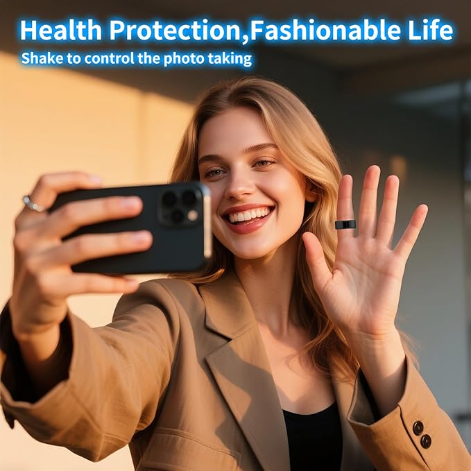 Smart Ring Health Tracker for Women Men with Fitness Tracker/Sleep Monitoring/Heart Rate/Blood Oxygen/Blood Pressure/Air Gestures /IP68 Waterproof, No Subscription Required, Charging Case
