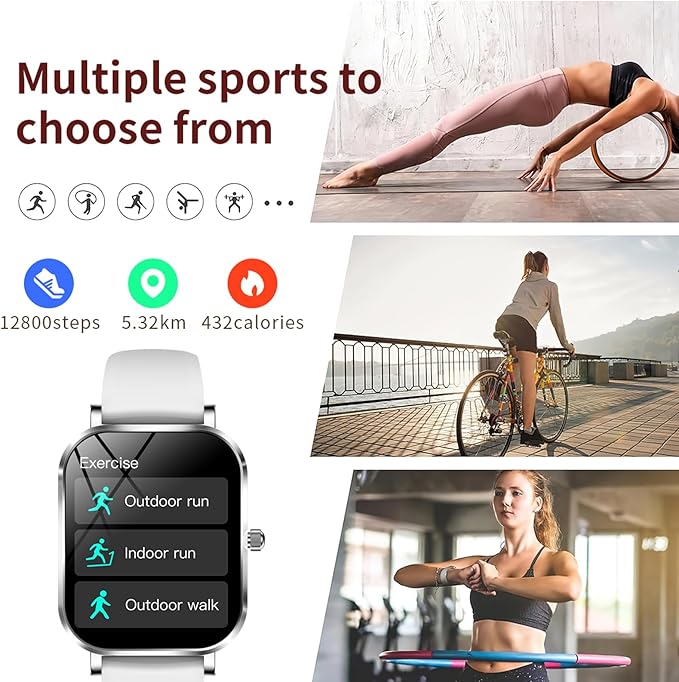 Smart Watches for Women Fitness Tracker for Women Fitness Watch with Heart Rate Monitor Sleep Monitoring Pedometer Calorie Voice Assistant for Android iOS