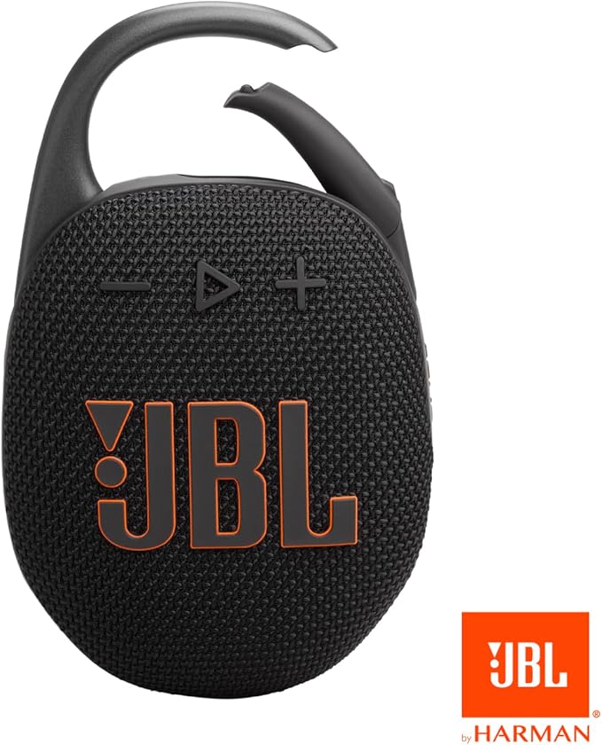 JBL Clip 5 - Ultra-Portable, Waterproof & Dustproof Bluetooth Speaker, Big JBL Pro Sound with Punchy bass, Integrated Carabiner, Up to 12 Hours of Play, Made in Part with Recycled Materials (Black)