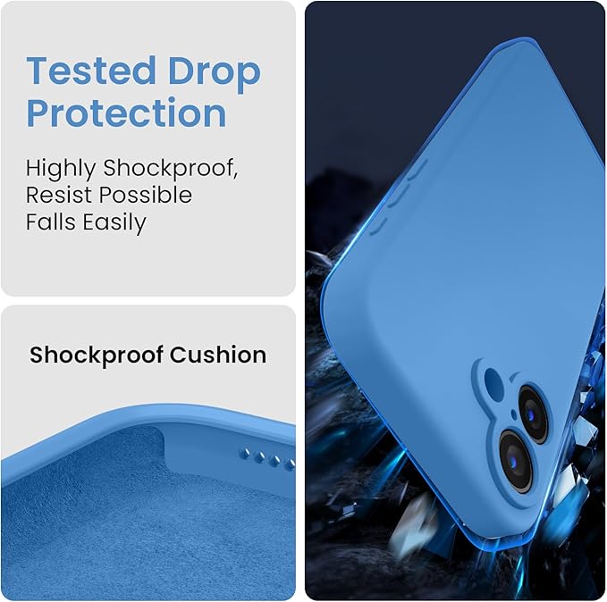 FireNova Designed for iPhone 16 Plus Case, Silicone Upgraded [Camera Protection] Case, Soft Anti-Scratch Microfiber Lining Inside, 6.7 inch, Blue