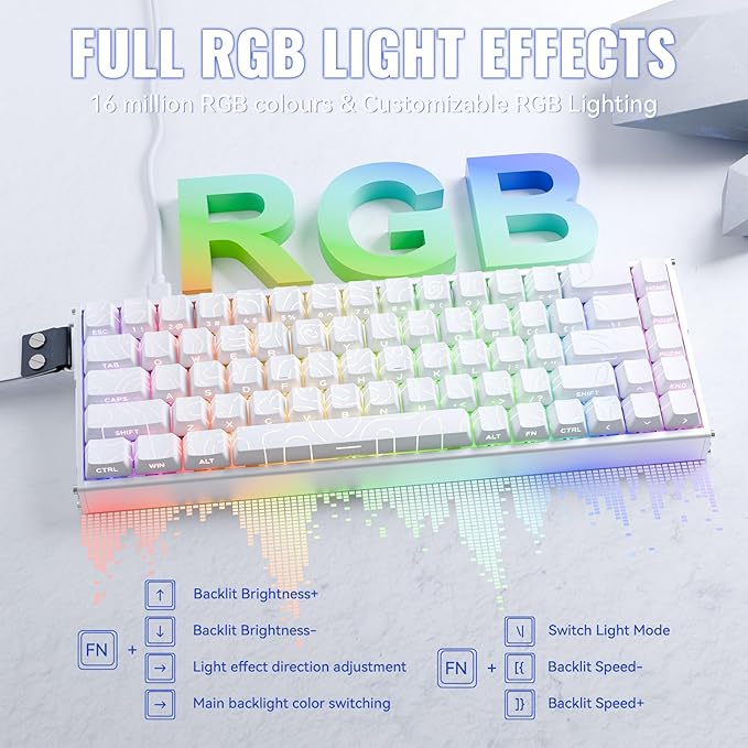 ATTACK SHARK X68MAX HE Wired Rapid Trigger Mechanical Creamy TKL RGB Gaming Keyboard with Full Aluminum CNC,8K Polling,0.005mm Accuracy,Hall Effect Magnetic Switch,NKRO,Driver for PC(White Contour)