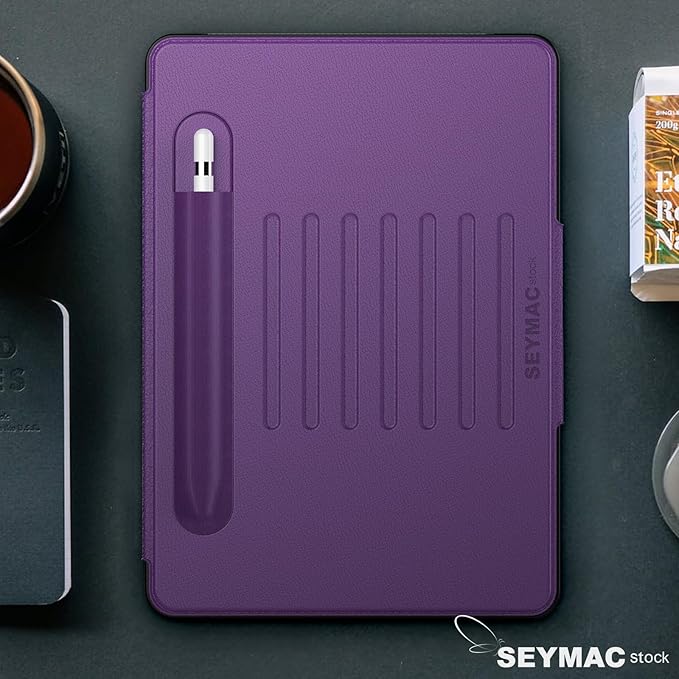 SEYMAC stock Case for iPad 9th/8th/7th Generation 10.2'', Strong Magnetic Auto Sleep Shockproof Case with Absorbing Multi-Angles Stand, Pen Holder, Card Slot (Purple)