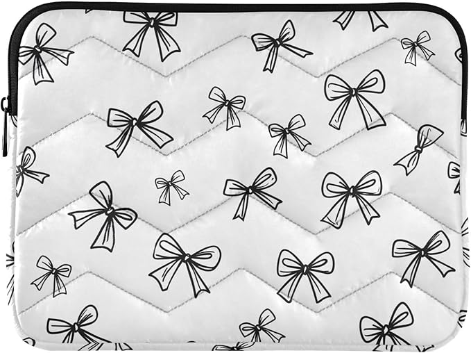 Laptop Case Sleeve, Black White Line Bows Pattern Shockproof Protective Computer Carrying Cover, Briefcase Handbags 13-13.3inch Laptop Sleeve Bag