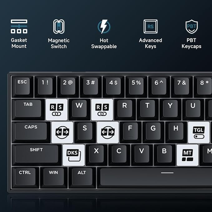 MCHOSE Ace 60 PRO Gaming Keyboard 60 Percent, Hall Effect Keyboard Wired, Magnetic Switch Keyboards Rapid Trigger, 8K Polling Rate, Adjustable Actuation Point, RGB Lighting, HotSwap, Black