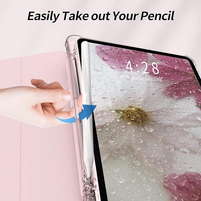 Kenke New iPad Pro 11 Inch Case 4th/3rd/2nd/1st Generation 2022/2021/2020/2018 with Built-in Left Side Pencil Holder, Hard Frosted Back Cover & Colored Edge (Pink)