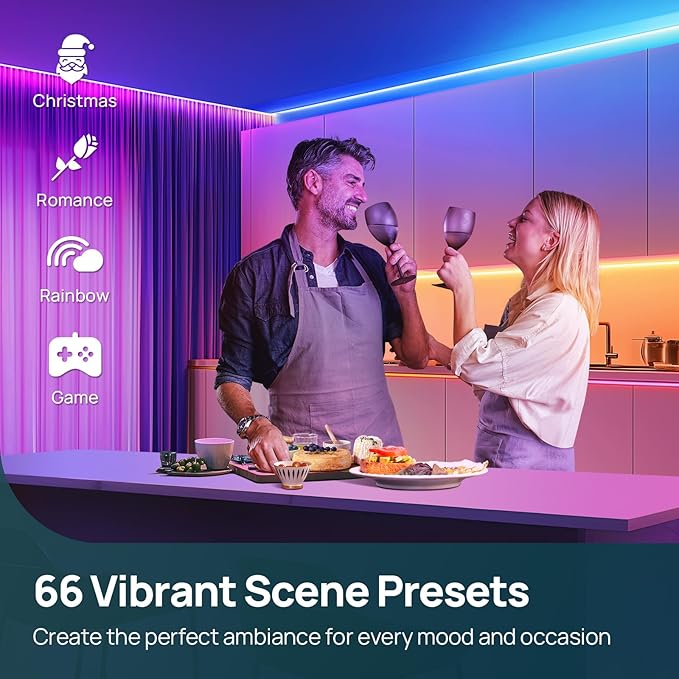 Linkind LED Strip Lights RGB 25ft, Smart Light Strip Work with Alexa and Google Home, App Control Music Sync Segmented Color Changing Led Lights for Bedroom Kitchen