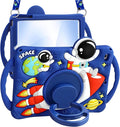 Boaretiu Kids Case for iPad mini 4/mini 5 Generation 7.9 Inch - Cute Cartoon Astronaut Spaceship Silicone Case with Strap & Rotating Stand Soft 3D Tablet Cover for Boys Teens