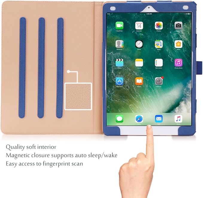 ProCase Case for iPad Air (3rd Gen) 10.5" 2019/iPad Pro 10.5" 2017, Vintage PU Leather Stand Folio Cover for iPad Air 3/iPad Pro 10.5-inch Multiple Viewing Angles with Pencil Holder -Navy