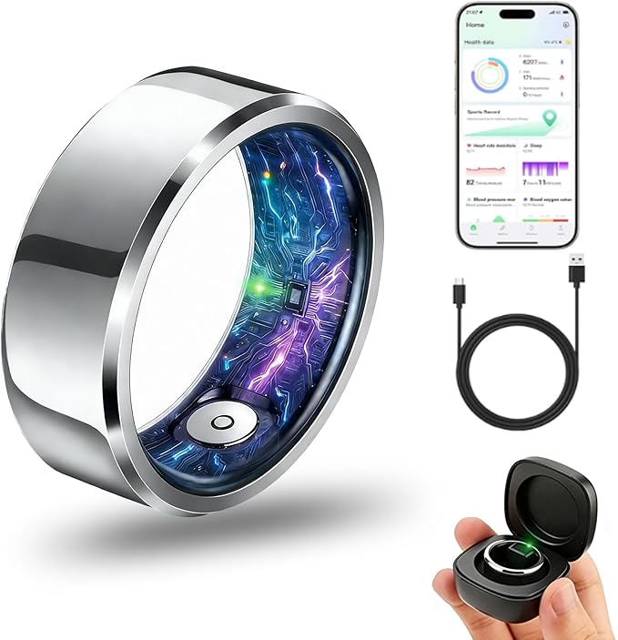 Smart Ring for Women & Men, Health & Fitness Tracker with Heart Rate/Sleep Monitoring/Blood Pressure, 5ATM Waterproof, Activity Trackers with Free App, Valentine's Day Gifts for Women