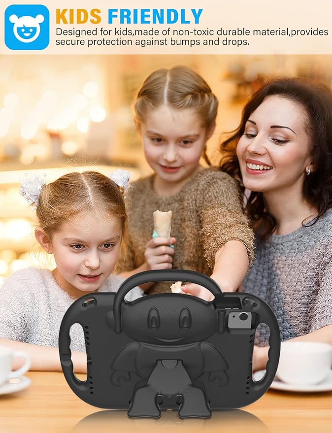 SUPLIK Kids Case for New iPad 11th Gen (A16) 11-inch 2025 & 10th Generation 10.9" 2022 & Air 11" 2025/2024 & Air 5th/4th Gen & Pro 11, Durable Shockproof Cover with Shoulder Strap Handle Stand, Black
