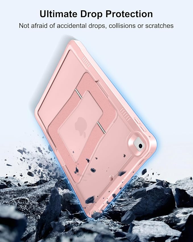 DTTO Case for iPad 6th/5th Generation 9.7 Inch 2018/2017, Adjust Kickstand Freely, Built-in Screen Protector, Frosted Full-Body Shockproof Protective Cover for iPad Air 2 / Pro 9.7, Pink Sand