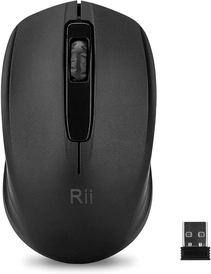 Rii Wireless Mouse,2.4G Portable Computer Mice for PC, Laptop, Windows,Office Included Wireless USB dongle (Black+Pink)