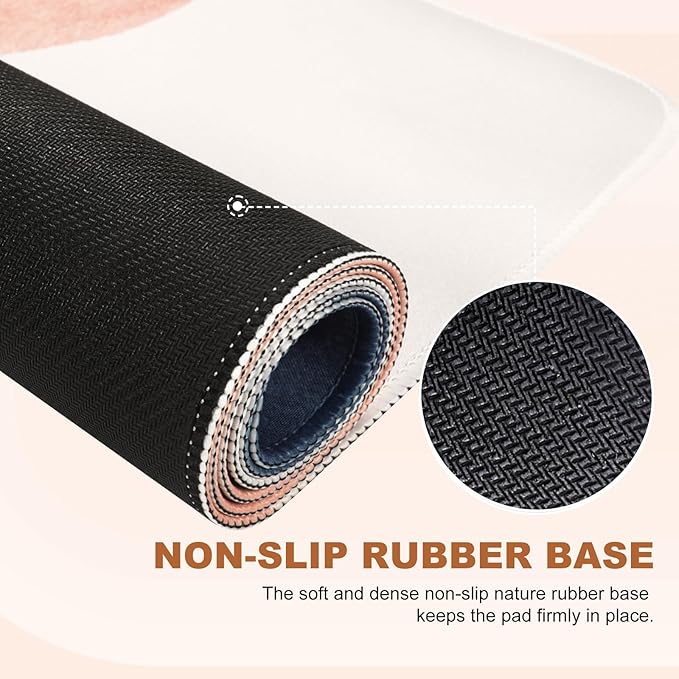 HAOCOO Mouse Pad, Computer Desk Mat, Large Mouse Pad for Desk, 31.5× 15.7 Boho Mousepad Cute for Desktop with Non-Slip Base, Waterproof Laptop Keyboard Mat for Office Home,Boho Pink Navy