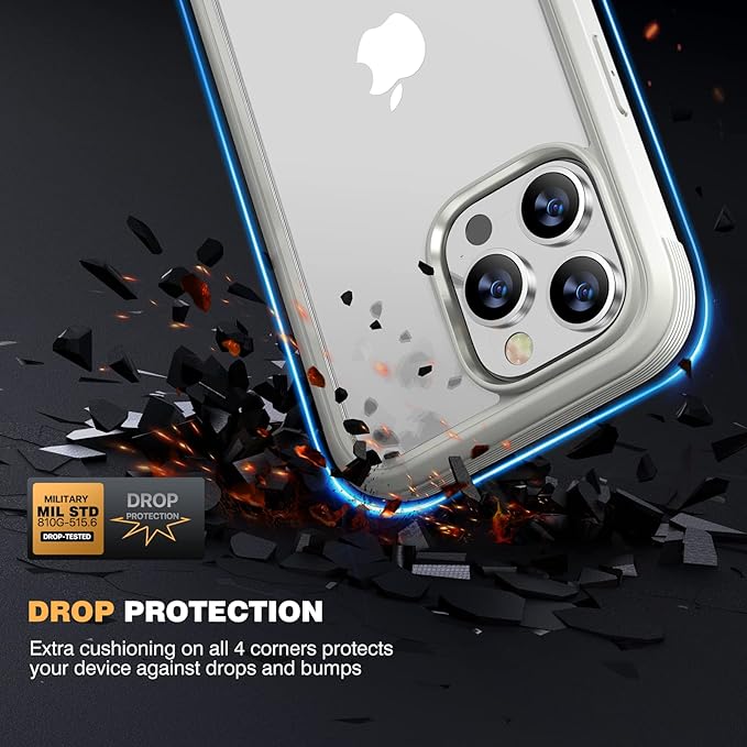 Diaclara Designed for iPhone 14 Pro Max Case 6.7’’, Full Body Rugged Phone Case w/Built-in Sensitive Anti-Scratch Screen Protector+9H Tempered Glass Camera Lens Protector(White)