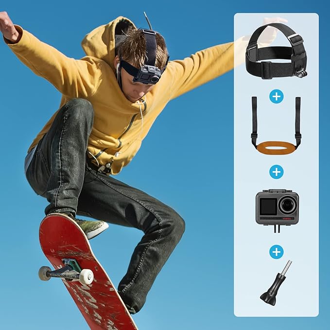 AKASO Action Camera Accessories Kit with Chest Strap & Head Strap Compatible EK7000/EK7000 Pro/Brave 4/Brave 4 Pro/Brave 7 LE/Brave 7/Brave 8/V50X/GoPro Hero 13 12 11 10 9/DJI Action Camera