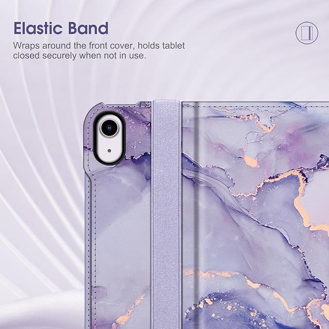 Fintie Folio Case for iPad Air 13-inch M4/M3/M2 (2026/2025/2024), Multi-Angle Viewing Protective Stand Cover with Pencil Holder & Pocket, Auto Sleep/Wake, Lilac Marble