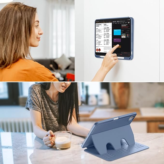 VIKESI Case for iPad Pro 11 inch (M5/M4) 2025/2024,Multiple Angles Magnetic Stand Cover,Shockproof Back,Pencil Holder,and Auto Sleep/Wake,Mist Blue