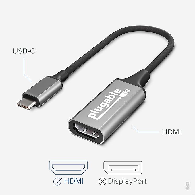 Plugable Thunderbolt 4 Hub Bundle with USB-C to 4K HDMI Adapter, 4-in-1 Hub Offers 60W Laptop Charging, Compatible with Mac, Windows Laptops, Thunderbolt 3 or 4, USB4 Device