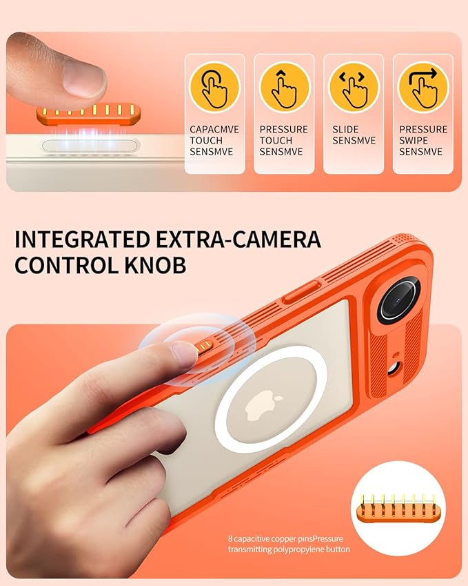 Lanhiem Magnetic for iPhone Air Phone Case, IP68 Waterproof Dustproof Phone, Compatible with Magsafe Built-in Screen Protector Full Body Heavy Duty Rugged Phone 17 Air Cover, 6.5 inch, Cosmic Orange