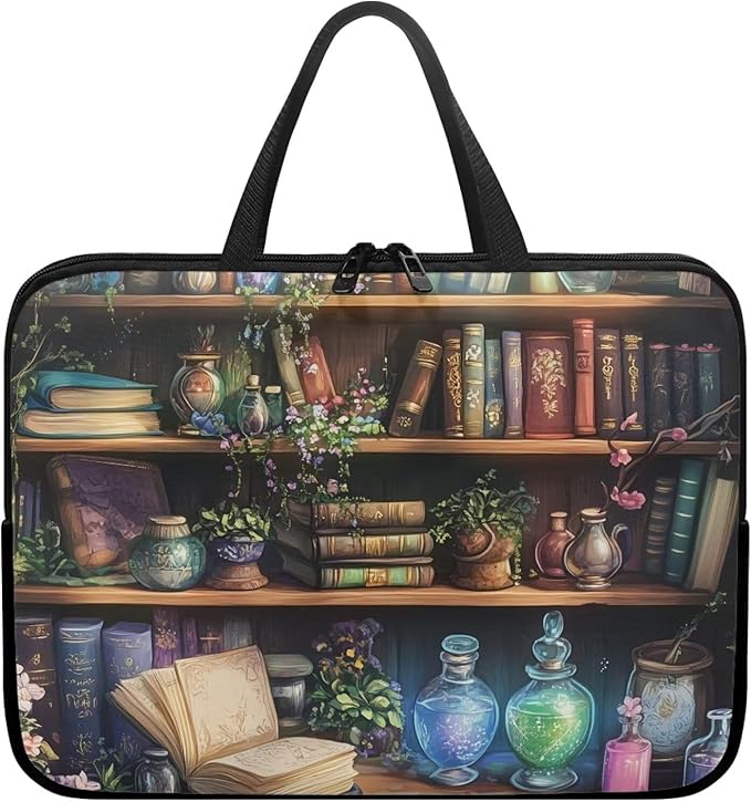 Vintage Bookshelf Laptop Case Sleeve for Women Laptop Bag Computer Carrying Case Book Lover 17 Inch Computer Protective Notebook Case Cover