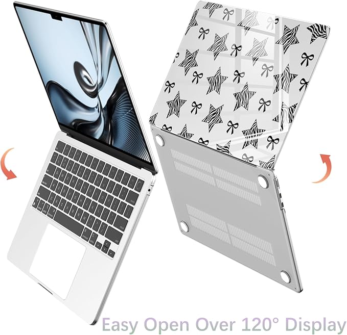 Compatible with MacBook Pro 16 inch Case M5 M4 M3 M2 M1 Pro/Max 2026-2021 A3429 A3428 A3403 A3186 A2991 A2780 A2485, Cute Zebra Stripe Star Bow Protective Hard Shell Clear Cover