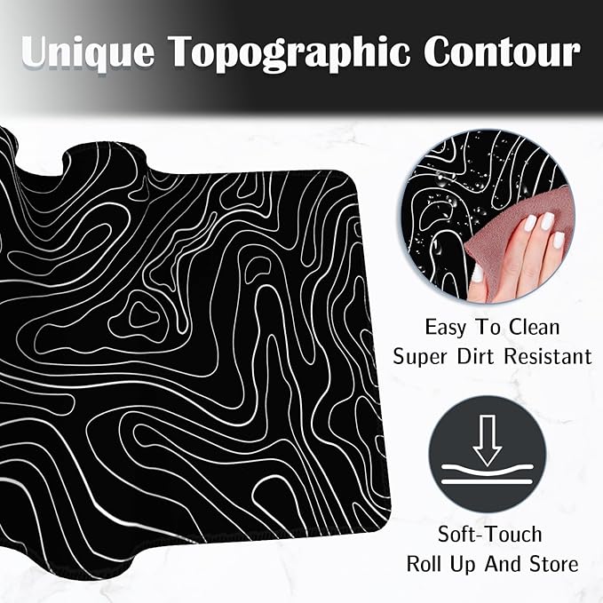 Topographic Mouse Pad Large, Gaming Mouse Pad, XXL Mousepad, Keyboard and Mouse Pad, Desk Mat, 35.3 x 15.7 in, Minimalist Contour for Office