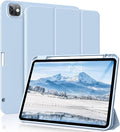 for iPad Pro 12.9 Case (6th/5th/4th/3rd Generation 2022/2021/2020) & ipad Air 13 inch case (M3 2025/M2 2024) with Pencil Holder, Smart Slim Trifold Stand Case with Soft TPU Back (Sky Blue)