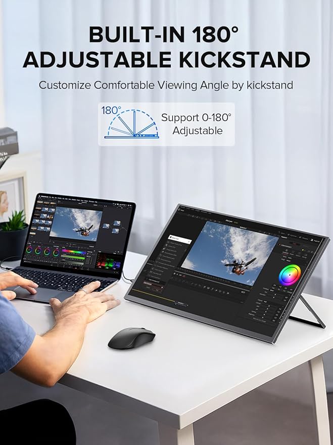 UPERFECT 24.5" Portable Monitor 240Hz Gaming Monitor 2000:1 Contrast FreeSync 0.1ms Fast IPS Large Screen, Built-in 180° Adjustable Stand/VESA, USB-C HDMI Second Screen for Laptop, Phone, Game Console
