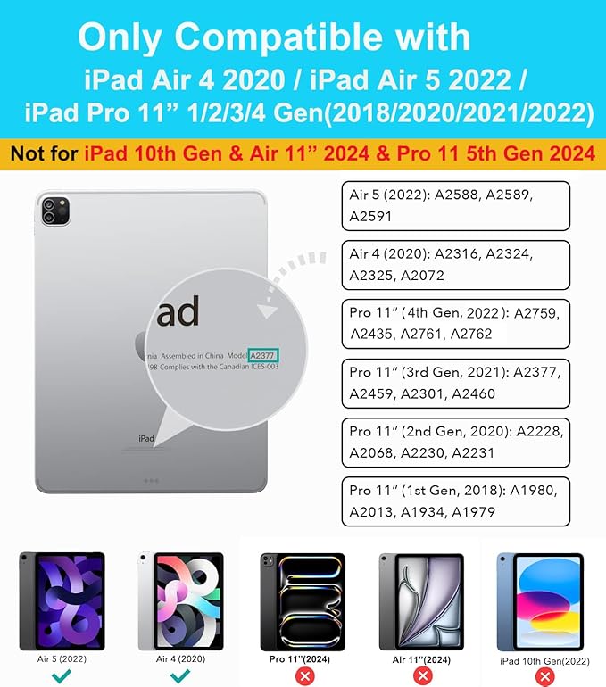 SUPLIK Kids Case for iPad Air 5th/4th Generation (10.9 inch,2022/2020), Built with Screen Protector, iPad Air 5 Kidproof Case with Handle Stand for Apple iPad Air Gen 4/5&Pro 11 Old Version, Black