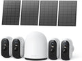 WUUK Solar Security Cameras Wireless Outdoor, Home Surveillance System, 2K, No Monthly Fee, Motion Alert, Night Vision, 2.4/5 GHz WiFi, 32G Local Storage, Compatible with Alexa & Google, 4-Camera Kit