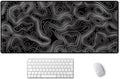 SSOIU Black Topographic Extended Gaming Mouse Pad XXL ArtSo Large Keyboard Mat Long Mousepad Desk Decor Writing Pad Non Slip Rubber Base Stitched Edges for Work, Game, Office, Home, 35.5" x 15.7"