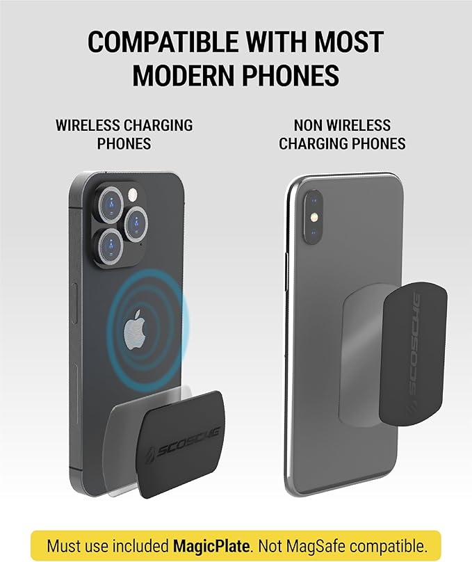 Scosche MXDM Magnetic Phone Holders for Your Car, Dashboard Cell Phone Holder with Extra Strong Magnet and Thick Metal Plate, Car Mount Cellphone Stand Compatible with iPhone, Samsung and More, 2 Pack