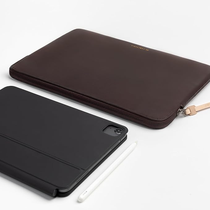 Comfyable Tablet Sleeve Compatible with iPad Air 11" M4 2026, iPad Pro 11 Inch M5 & Smart/Magic Keyboard with Pencil Holder-PU Leather Bag Water-Resistant Slim Case - Chocolate