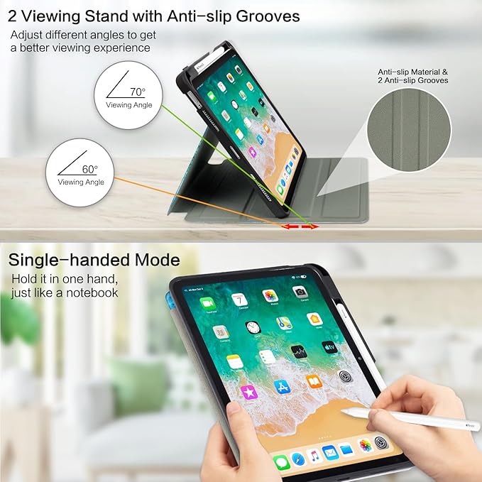 Vimorco for iPad Air 11 Inch Case M4 2026, for iPad Air 5th/4th Gen Cases 10.9-inch, for iPad Pro 11 Inch Case 4th/3rd/2nd/1st Generation, Pencil Holder/4 Viewing Stands/Typing Stand/Slim, Ocean Beach