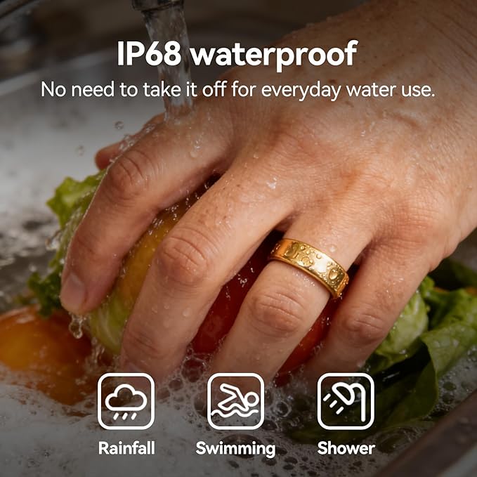 Smart Ring Fitness Tracker for Women and Men, Heart Rate Monitor, Sleep and Stress Monitoring, Menstrual Cycle Tracking, Step Counter, IP68 Waterproof, No Subscription, Compatible with iOS and Android